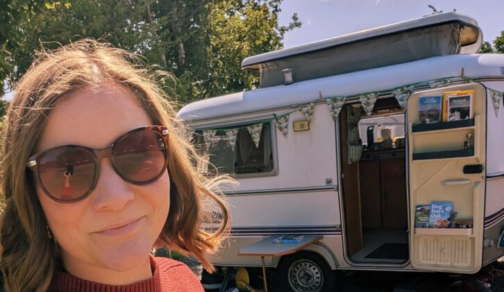 Lottie by her Eriba caravan