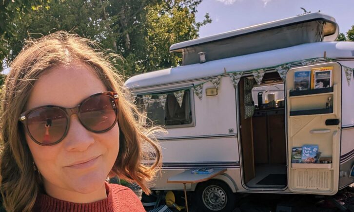 Lottie by her Eriba caravan