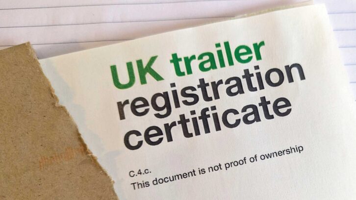 The UK trailer registration certificate letter