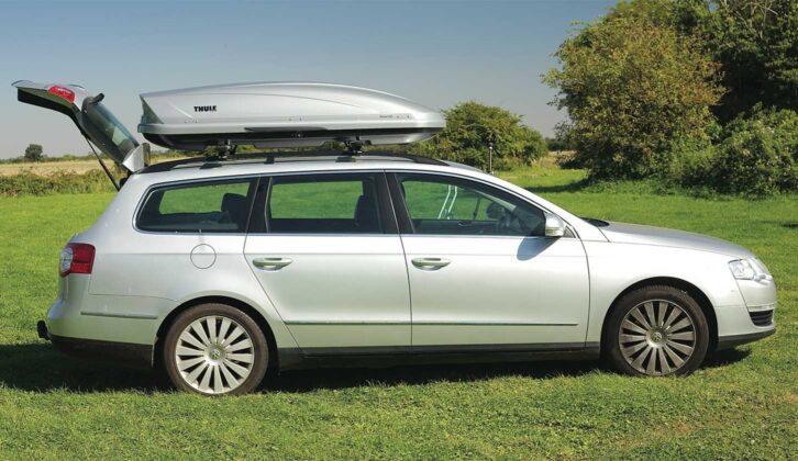 An estate car with a roof box