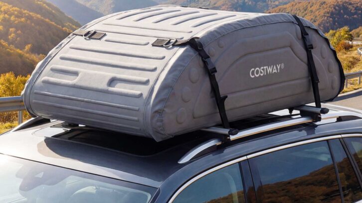 A Costway roof box on a car