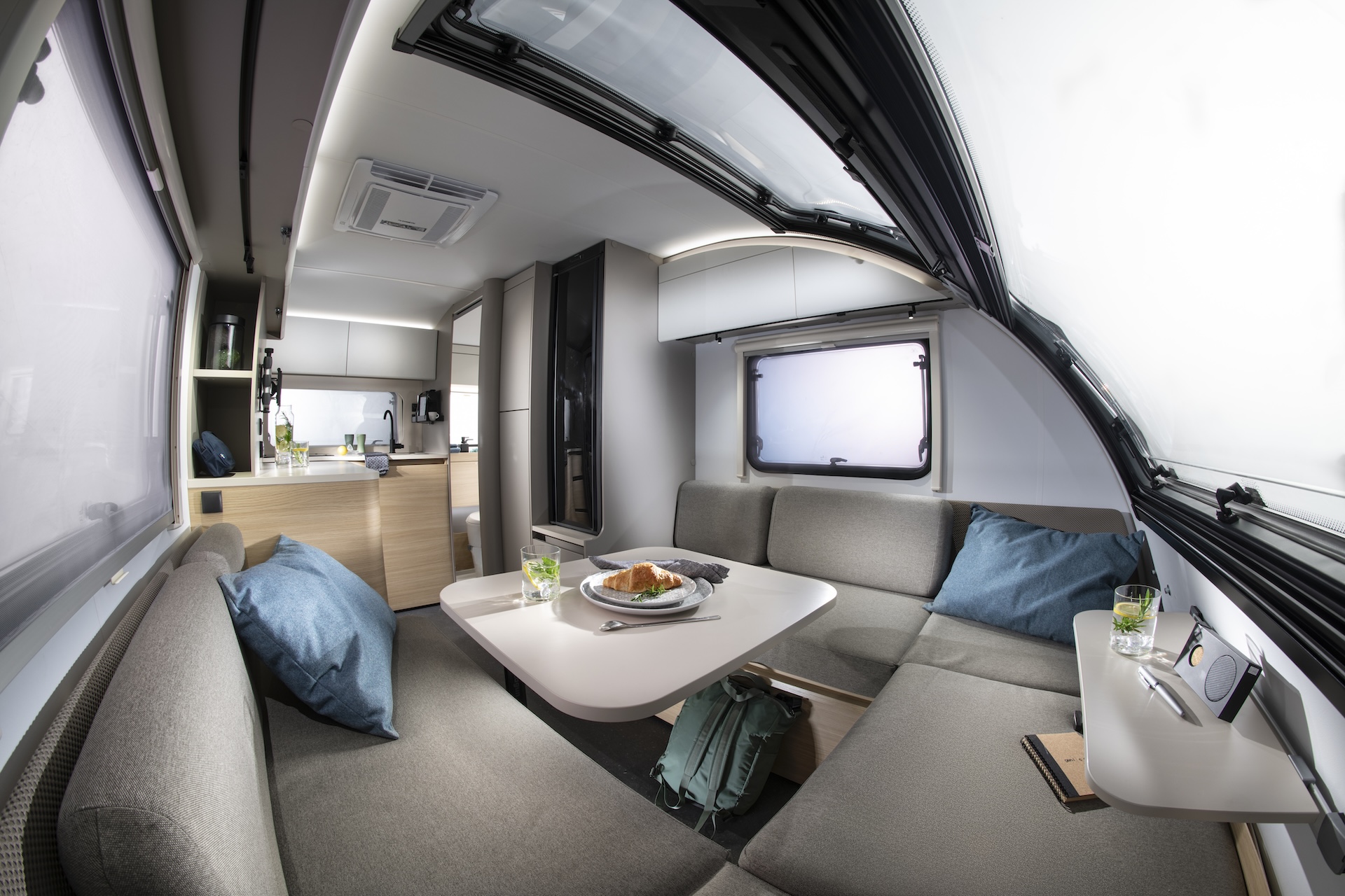Interior shot of Adria's Action caravan