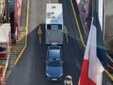 Towing a caravan off a ferry
