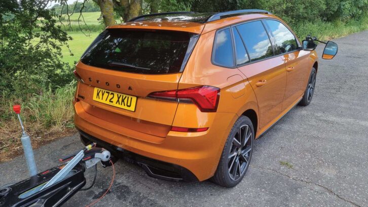 The Kamiq from the rear