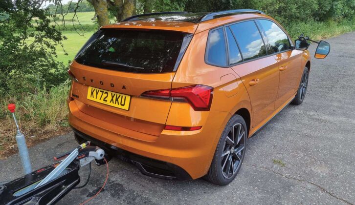 The Kamiq from the rear