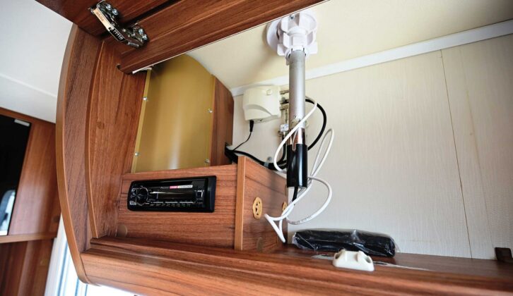 One of the roof lockers with the radio and aerial
