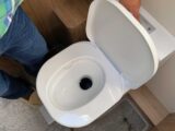 A toilet being flushed
