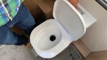 A toilet being flushed