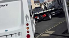 The recovered caravan being towed away