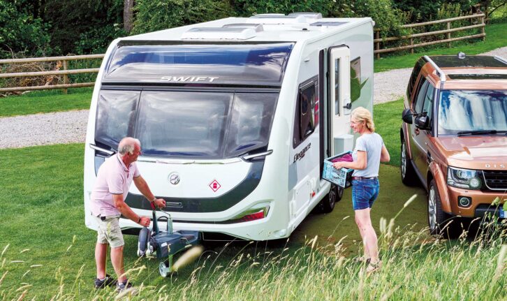 A caravan pitched up