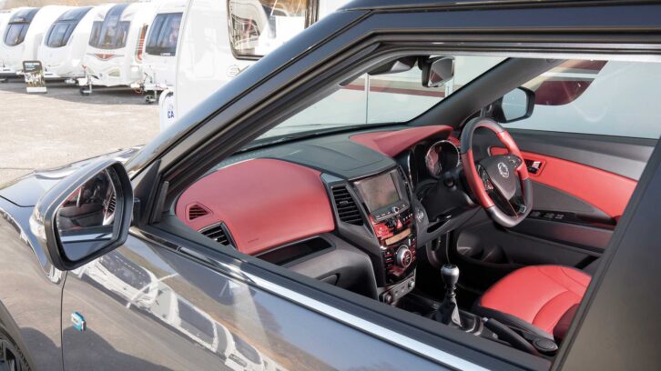 The red and black interior