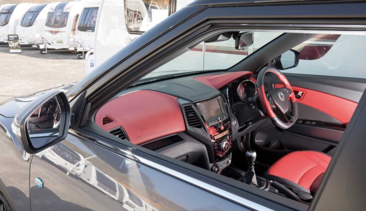 The red and black interior