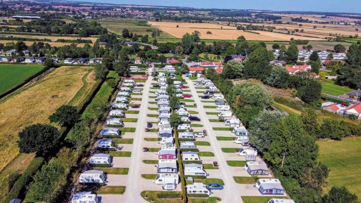 An aerial view of Black Bull Caravan Park