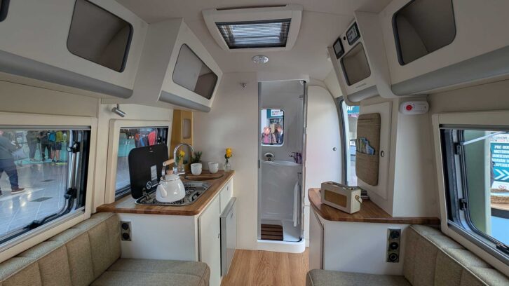 Looking towards the washroom in the caravan