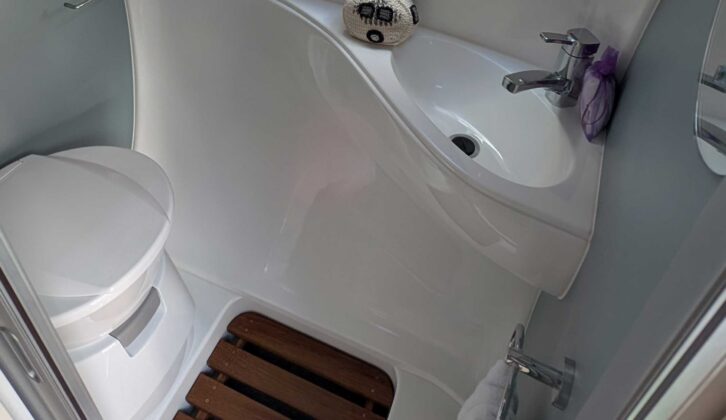 The washroom in the Barefoot van