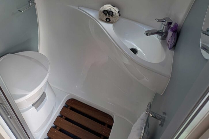 The washroom in the Barefoot van